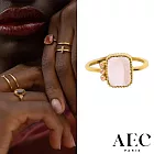 AEC PARIS 巴黎品牌 祖母綠切割粉水晶戒指 幸運3粉鑽戒指 THIN RING MOROS 54