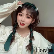 【HERA赫拉】純色珍珠裝飾緞帶飄帶髮箍 綠色