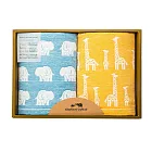 JOGAN日本成願毛巾 elephant infant 象寶貝系列 純棉毛巾2入禮盒組 象寶寶藍+長頸鹿黃