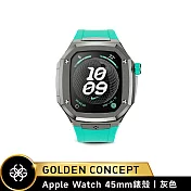 ★送原廠提袋+進口醒酒器★Golden Concept Apple Watch 45mm 保護殼 SPIII45 灰錶殼/薄荷綠橡膠錶帶 (蝴蝶扣運動版)