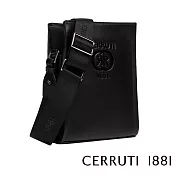 【Cerruti 1881】限量2折 義大利頂級小牛皮側背包肩背包 全新專櫃展示品(黑色 CEBO06411M)