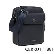 【Cerruti 1881】限量2折 義大利頂級小牛皮側背包肩背包 全新專櫃展示品(深藍色 CEBO06478M)