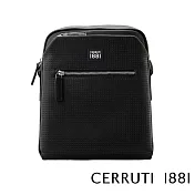 【Cerruti 1881】限量2折 義大利頂級小牛皮側背包肩背包 全新專櫃展示品(黑色 CEBO06517M)