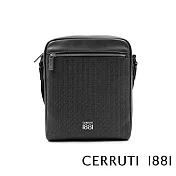 【Cerruti 1881】限量2折 義大利頂級小牛皮側背包肩背包 全新專櫃展示品(黑色 CEBO06545M)