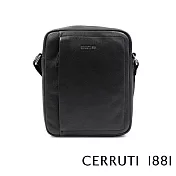 【Cerruti 1881】限量2折 義大利頂級小牛皮側背包肩背包 全新專櫃展示品(黑色 CEBO06577M)