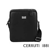 【Cerruti 1881】限量2折 義大利頂級小牛皮側背包肩背包 全新專櫃展示品(黑色 CEBO06588M)