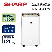 SHARP 夏普 12公升/日 DW-L12FT DW-L12FT-W 自動除菌離子 濾網型清淨除濕機 台灣公司貨