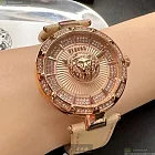 VERSUS VERSACE凡賽斯精品錶,編號：VV00396,36mm圓形玫瑰金精鋼錶殼玫瑰金色錶盤真皮皮革米白黃錶帶