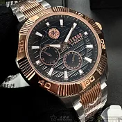 VERSUS VERSACE凡賽斯精品錶,編號：VV00397,46mm玫瑰金精鋼錶殼黑色錶盤精鋼金銀相間錶帶