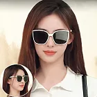 seoul show首爾秀 折疊彈簧腿方圓框男女太陽眼鏡UV400墨鏡 G07  冷霜白
