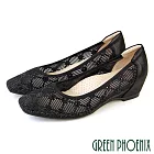 【GREEN PHOENIX】女 娃娃鞋 便鞋 包鞋 方頭 內增高 全真皮 乳膠鞋墊 EU35 黑色