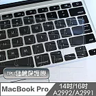 MacBook Pro 14吋/16吋 A2992/A2991通用 超薄透明TPU鍵盤保護膜