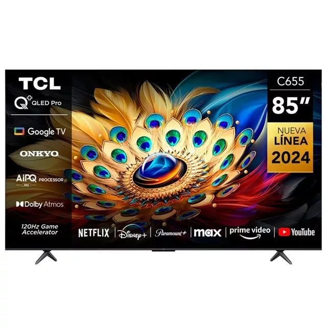 TCL 85型 4K QLED PRO Google TV 量子智能連網液晶顯示器 85C655 PRO-含基本安裝 樓層費跨區費另計 黑