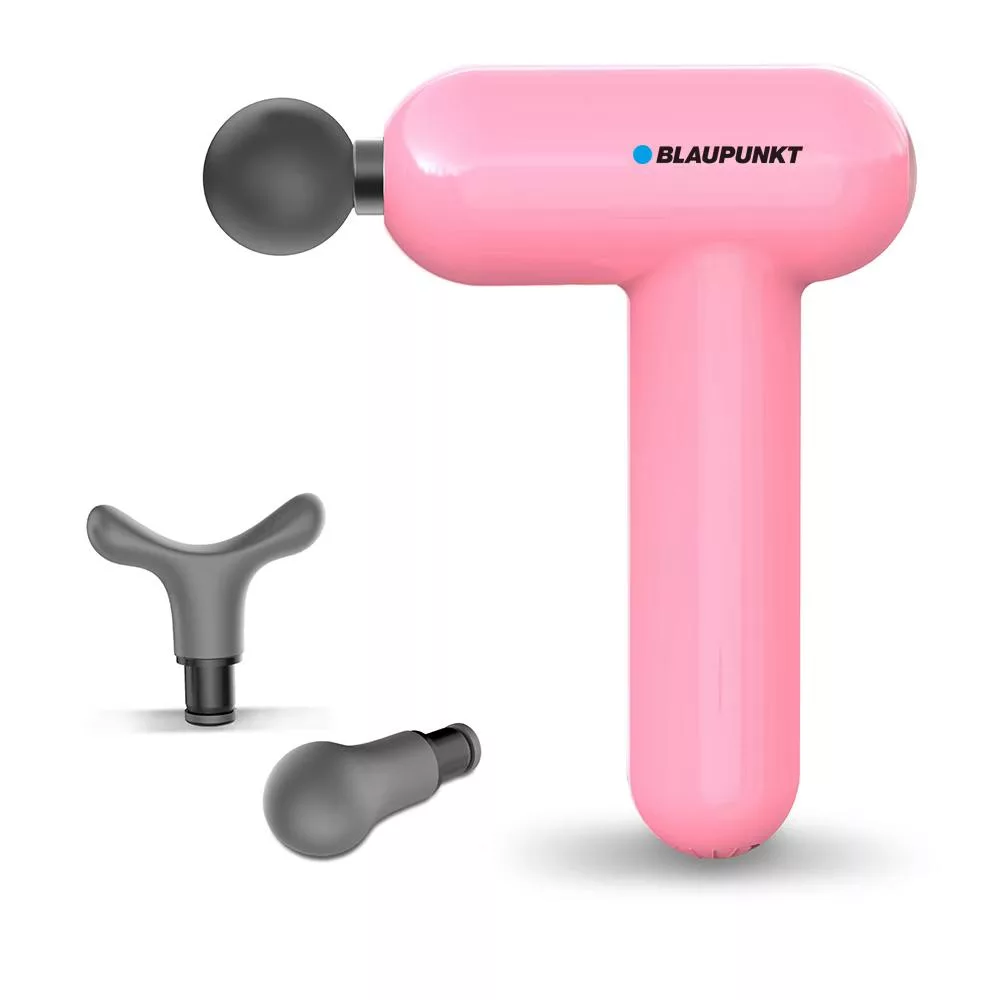 德國藍寶 mini USB隨身筋膜震動按摩槍(3款按摩頭+美體頭)珊瑚粉 BPB-M07HU-A+BPB-M07HU-1