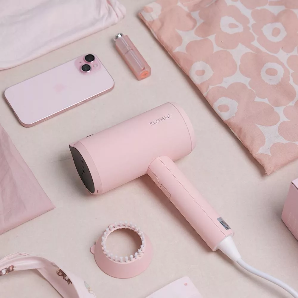 ROOMMI Neat手持蒸氣掛燙機│熨斗掛燙機兩用 櫻花粉