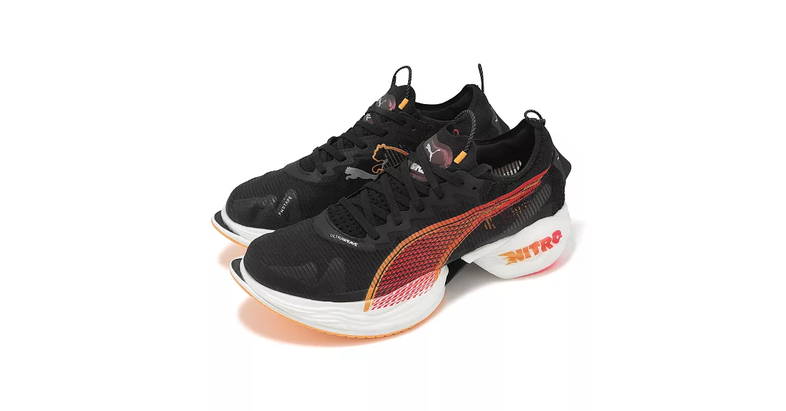 博客來-Puma 競速跑鞋 Fast-R Nitro Elite 2 FF 男鞋 黑 橘 馬拉松 碳板 推進 氮氣中底 31000701