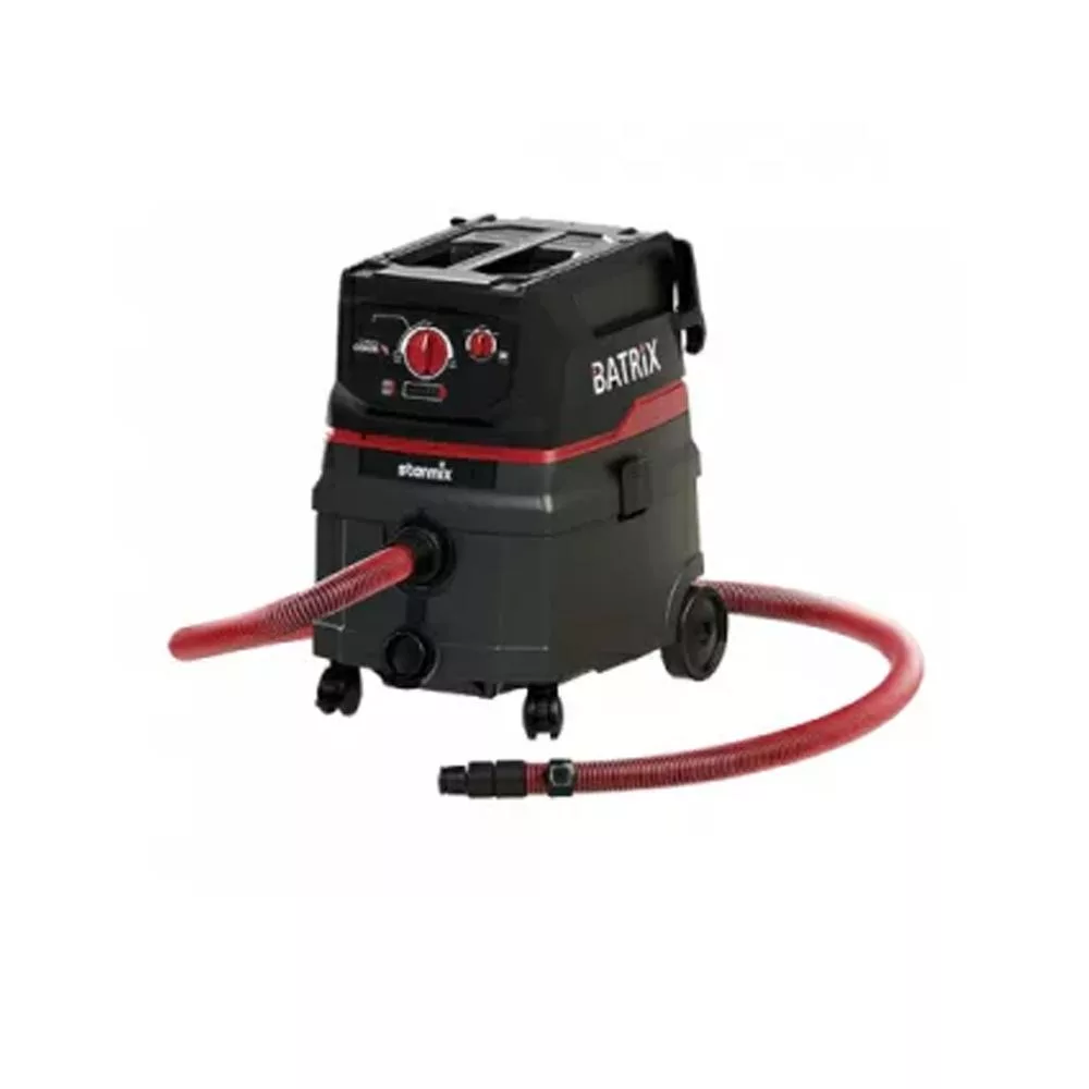 Starmix 吸特樂 ISC BATRIX M 是專業工業無線吸塵器,具備 900W 最大吸力功率、240mbar 真空壓力及 67L/s 集塵流量,桶身容量達 25L(吸塵 20L、吸水 15L)。搭載氣旋橫切式集塵系統與半自動電磁脈衝振動清潔,M 等級濾網過濾效率達 99.99%(0.3µm),過濾面積 9600cm²。噪音僅 62-69dB(A),支援 2X18V 或 1X36V/10.0Ah 電池,執行時間最長 100 分鐘。高效無線設計,提升工業清潔效率,是專業無線吸塵器的首選。 Starmix吸特樂 ISC BATRIX M