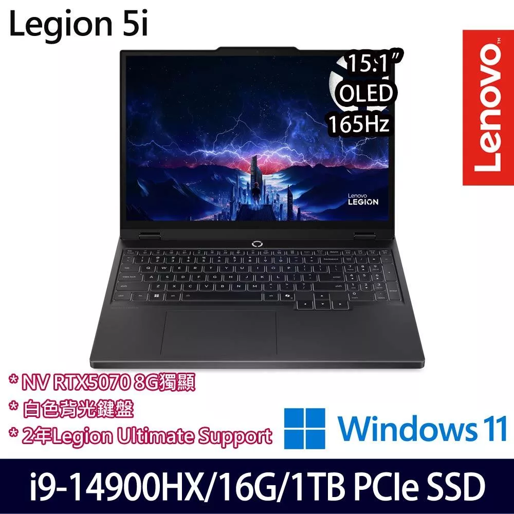 Lenovo Legion 5 83LY00GUTW 15.1吋 電競筆電 (i9-14900HX/16G/1TB/RTX5070/W11/2年保)