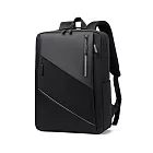 【iSPurple】時尚休閒 商務出差14吋反光條雙肩電腦包/黑 黑