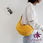【iSPurple】淡雅月亮 日系單色水餃肩背帆布包/黃色 黃色