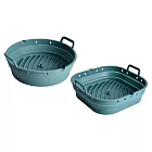 【Homely Zakka】多功能可折疊加厚矽膠氣炸鍋內鍋/矽膠烤盤/烤箱托盤/防油烤盤附贈隔板2入_4款任選 圓形北歐藍+方形北歐藍