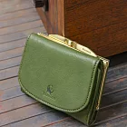 Kissora Tokyo |日本職人手工 三折一字口金牛皮短夾 綠色