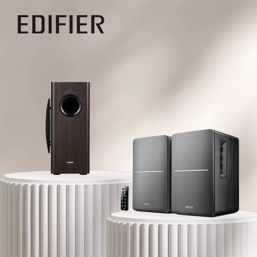 EDIFIER R1280DB 2.0 聲道藍牙喇叭+T5s 薄型主動重低音 R1280DB(黑)+T5s(咖啡)
